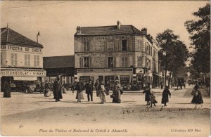 CPA Adamville - Place du Théátre et Boulevard de CRÉTEIL (44887)