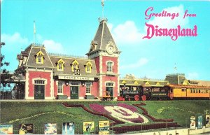 Disneyland Floral Mickey Mouse Clock Train Station Postcard A-2