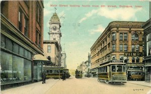Postcard 1911 Trolleys Iowa Dubuque Main Street 8th Street #64543 23-12421