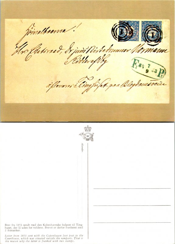 Letter from 1853 sent with the Copenhagen foot post to the Courthouse (13236