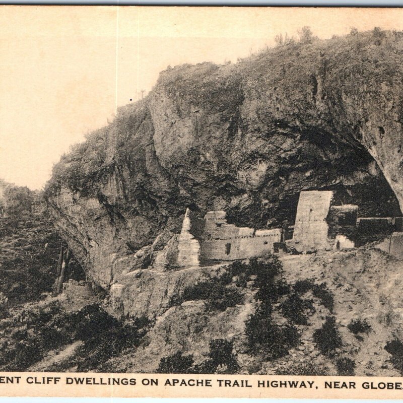 c1930s Globe AZ Ancient Cliff Dwellings Melted Brick Ruins Postcard Tartaria A94