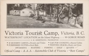 Victoria BC Victoria Tourist Camp Advertising 99 Gorge Road Litho Postcard H26