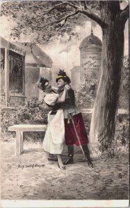 Military Soldier Dancing with His Wife Vintage Postcard C213