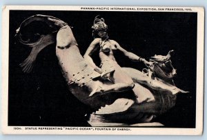 San Francisco California Postcard Statue Representing Pacific Ocean 1915 Vintage