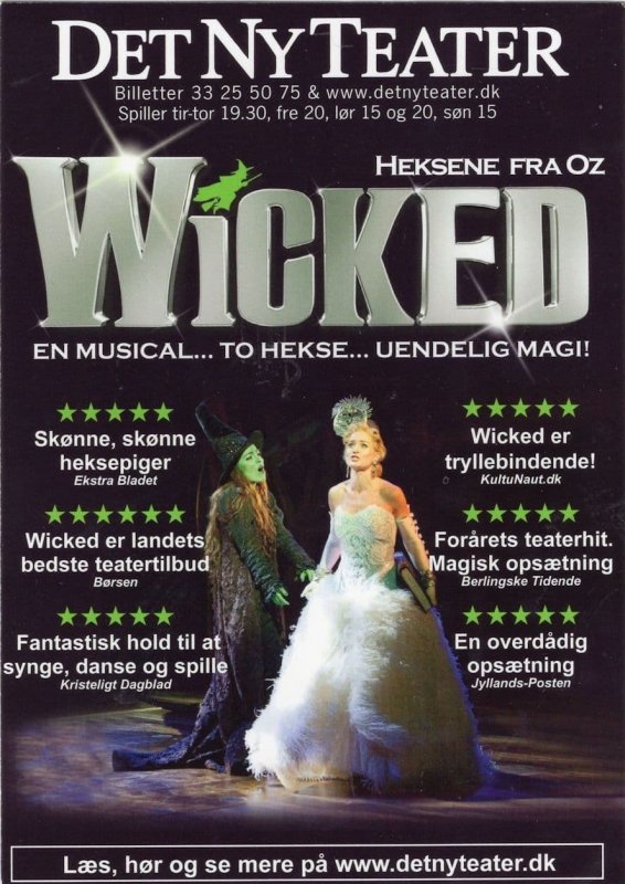 Wicked The Musical Denmark Theatre Advertising Postcard