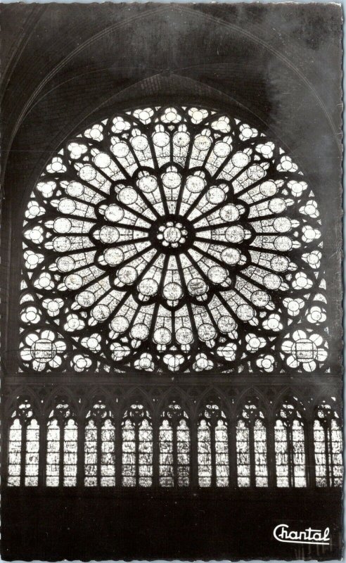 postcard Paris France - Notre Dame - Large North Rose Window - Chantal rppc