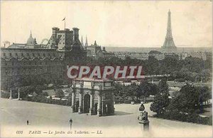 Old Postcard Paris Tuileries Gardens Eiffel Tower