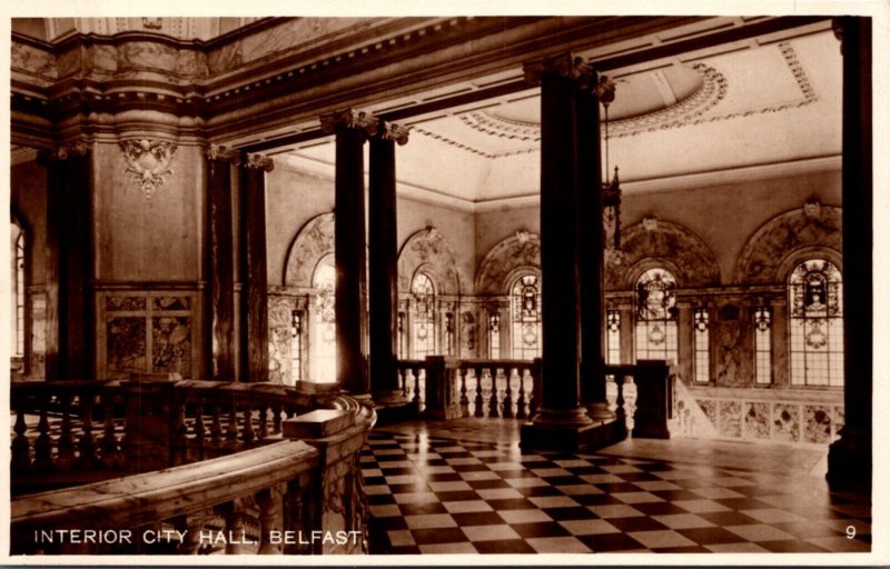 Northern Ireland Belfast City Hall Interior View Real Photo