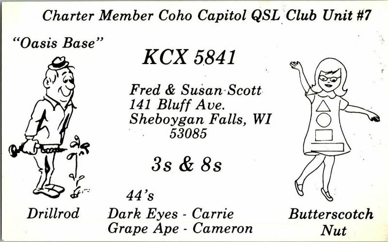 QSL Radio Card From Sheboygan Falls WI Wisconsin KCX 5841 