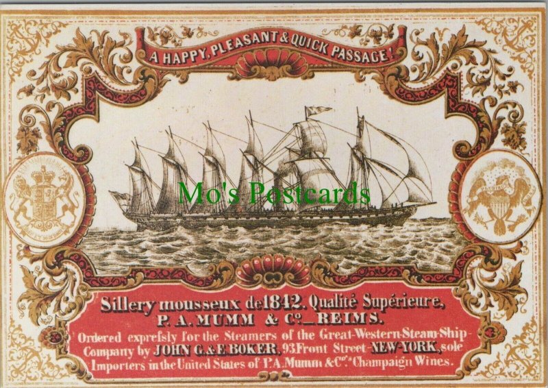 Advertising Postcard - S.S.Great Britain, 1845 Champagne Label RR12491