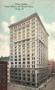 Vintage Postcard 1911 Tribune Building Madison & Dearborn St. Chicago Illinois