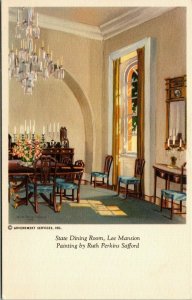 Vtg State Dining Room Custis Lee Mansion Painting Ruth Perkins Safford Postcard