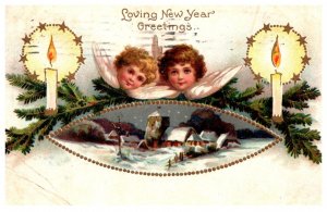 Children  New Year   ,Angels, farm scene