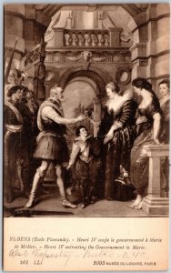 Rubens - Henri IV Entrusting The Government To Marie Sculpture Artwork Postcard