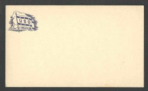 Ca 1941 PPC WW2 USO POST CARD MINT FOR USE BY MILITARY PERSONNEL SCARCE