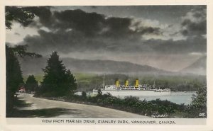 RPPC VANCOUVER,  B.C. Canada  ~ Stanley Park MARINE DRIVE Tinted Postcard