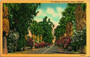 Kearney Boulevard Street View Fresno California CA UNP Linen Postcard D12