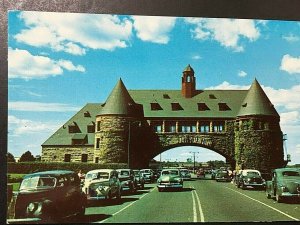 Postcard Vintage Cars at The Tower Landmark in Natrragansett, RI.  aa1