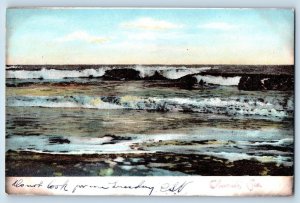 Seaside Oregon OR  Postcard Big Waves Shore Pebbles Scenic View  1910 Antique