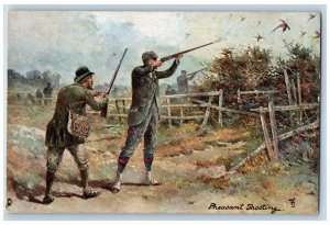 Tuck Postcard Mens Hunting Pheasant Birds Shooting c1910's Unposted Antique