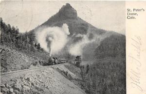 F28/ St Peter's Dome Railroad Colorado Postcard Steam Loco 1906