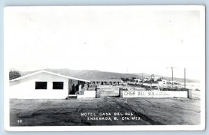 Ensenada Baja California Mexico Postcard Motel Casa Del Sol c1950's RPPC Photo