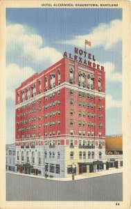 Hagerstown Maryland 1940s Linen Postcard Hotel Alexander Coffee Shop