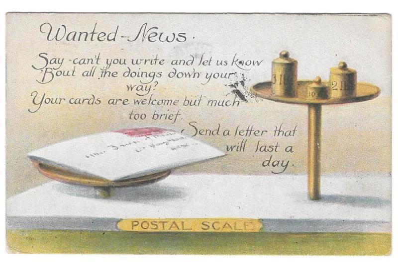 Motto Poem Postcard Please Write Postal Scale Vintage 1918 