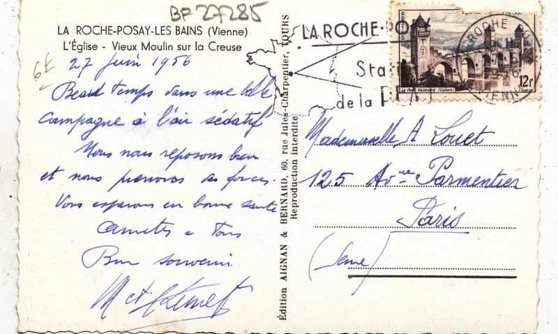 BF27285 la roche posay les bains vienne l eglise  france  front/back image