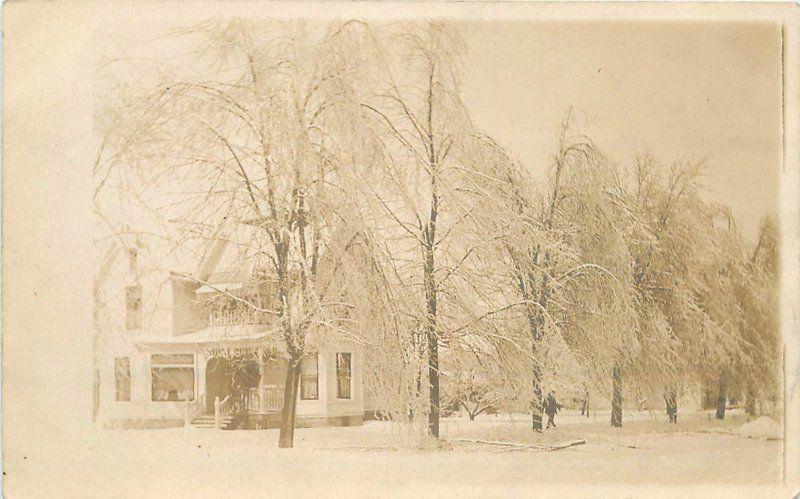 1909 Delphos Ohio Frozen Winter Scene RPPC Real photo postcard 229