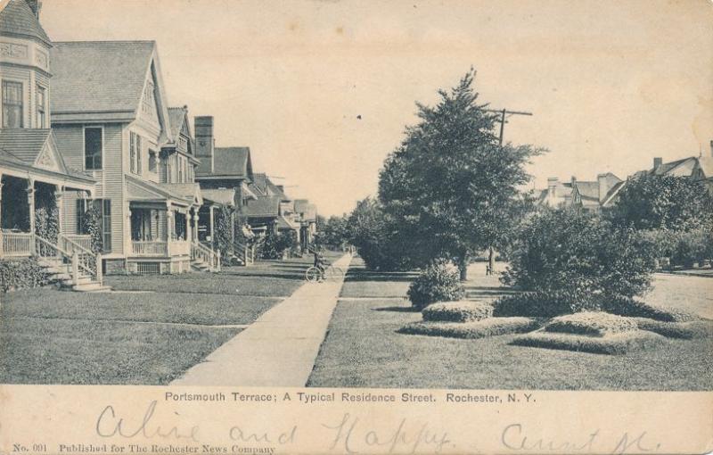 Bicyclist at Portsmouth Terrace, Rochester, New York - pm 1905 - UDB