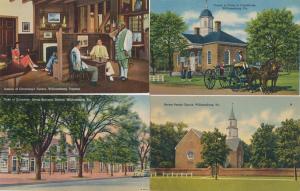 (4 cards) Historic Williamsburg Virginia Tavern Business Area Courthouse Church