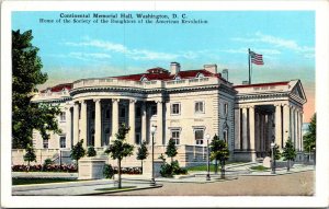 Continental Memorial Hall Washington DC WB Postcard VTG UNP DB Vintage Unused 