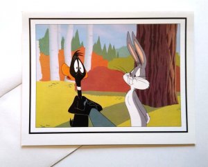 Bugs Bunny Daffy Duck Rabbit Fire Greeting Card 1992 Unused Vintage Cartoon Art