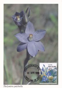 Thelymitra Pulchella Orchid Flower New Zealand Postcard First Day Cover