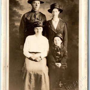 c1920 Waterloo IA US Military Man Family RPPC USNA & Army Infantry F Company A75