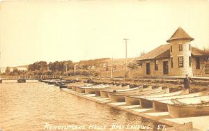 Rangeley Lakes ME Railroad Station Train Depot Boats in 1912 RPPC Postcard