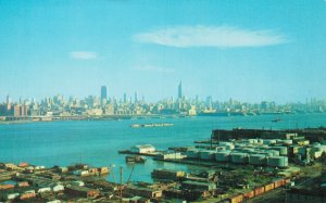 USA New York Skyline Above the Hudson New York City Vintage Postcard 07.81