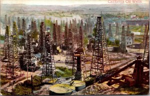 Postcard Field of California Oil Wells