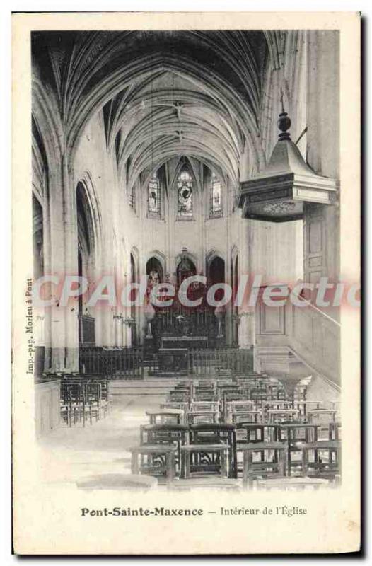 Old Postcard Pont Ste Maxence Interior of the Church