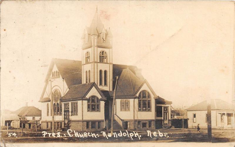 D9/ Randolph Nebraska Ne Real Photo RPPC Postcard 1913 Presbyterian