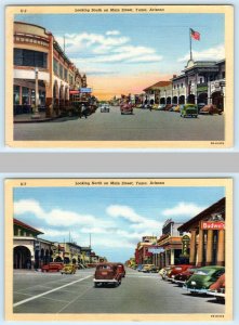 2 Postcards YUMA, Arizona AZ ~ MAIN STREET Scenes looking North & South 1940s