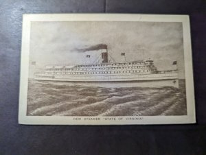 Mint USA Ship Postcard New Steamer SS State of Virginia