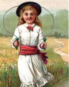1870s-80s Yankee Notion Printing Co Girl Jump Rope Providence RI F11