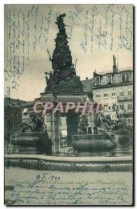 Old Postcard Mannheim Der Brunnen auf dem Paradeplatz