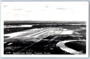 Fairbanks Alaska AK Postcard RPPC Photo International Airport Aerial View 1955