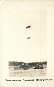 RPPC Postcard Observation Balloons WWI Brest France