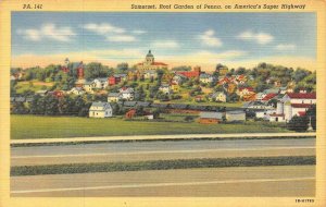 Somerset PA  ROOF GARDEN Of PENNSYLVANIA Bird's Eye View HOMES  c1940's Postcard