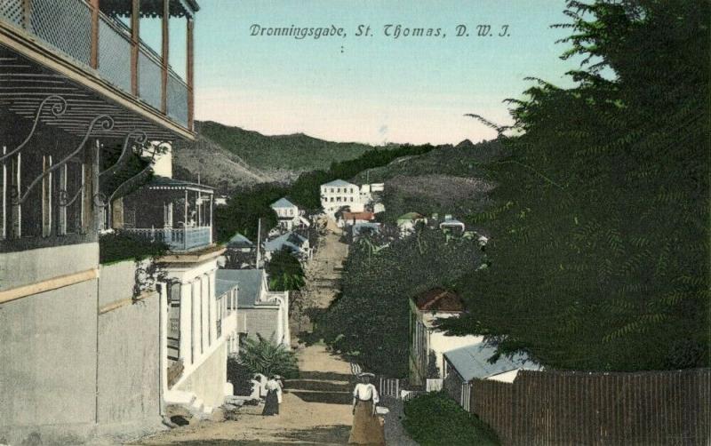 danish west indies, St. THOMAS, Dronningsgade (1910s) Postcard