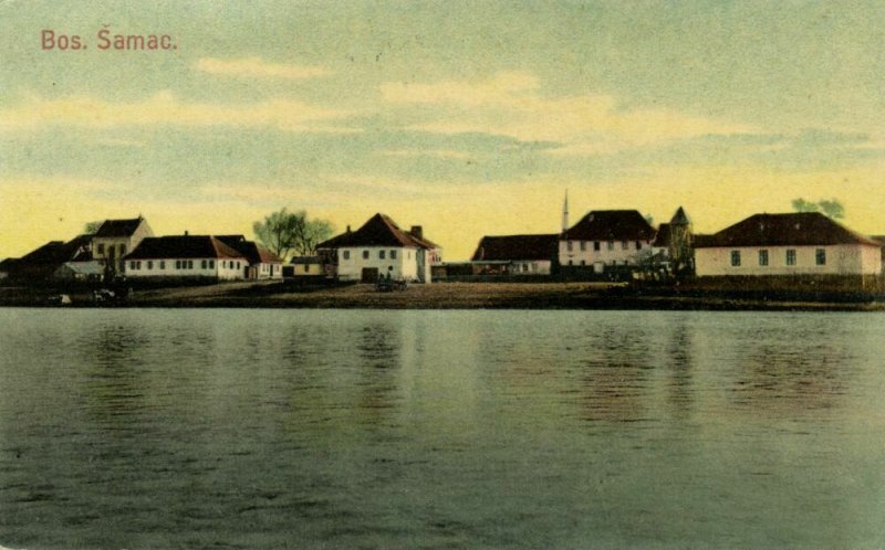 bosnia and herzegovina, BOSANSKI ŠAMAC Шамац, Panorama Sava River 1913 Postcard 